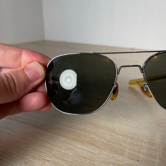 Randolph Engineering Aviator Sunglasses 5 1/2 Chrome READ 61-20 USA - Picture 5 of 10